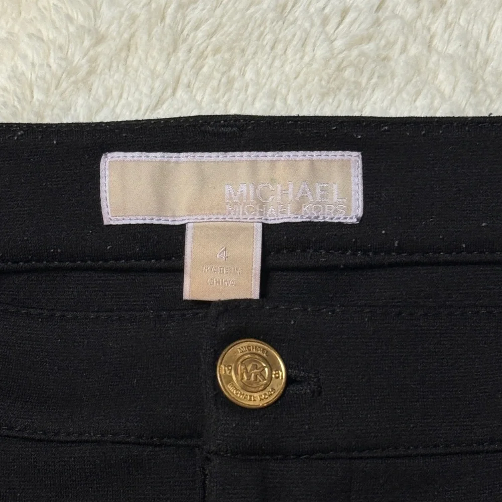 Michael Kors Black Slim-Fit Pants with Logo Accent